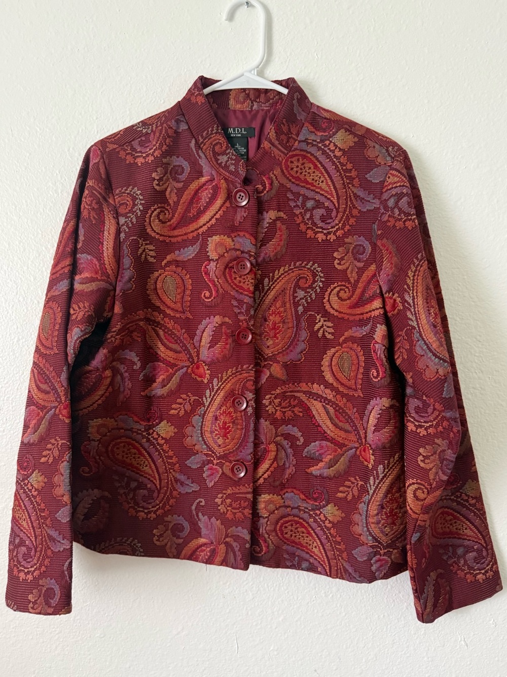 Vintage Earthtone Tapestry Jacket Paisley Textured Dark Academia - Picture 2 of 5